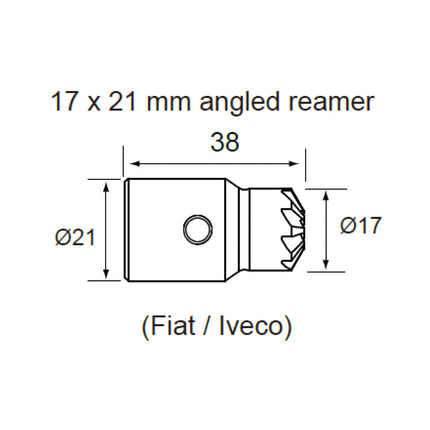 dimensions diagram for seat cutter 01750470