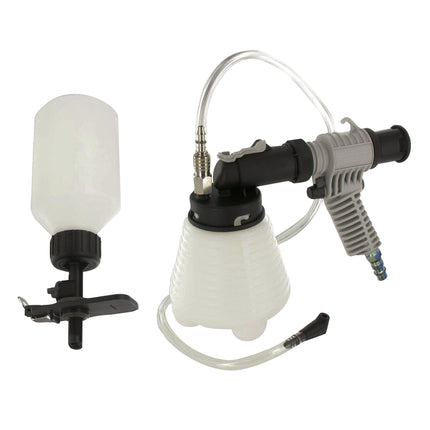 A brake bleeder kit that includes a 800ml brake bleeder and a 500ml autofiller bottle