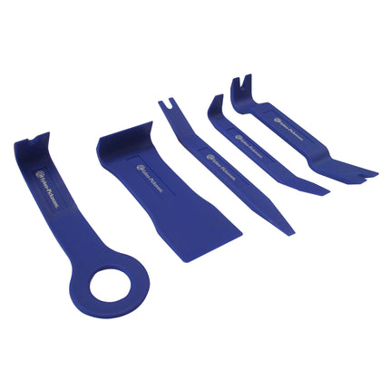 set of 5 trim tools in blue plastic, various shapes for different jobs