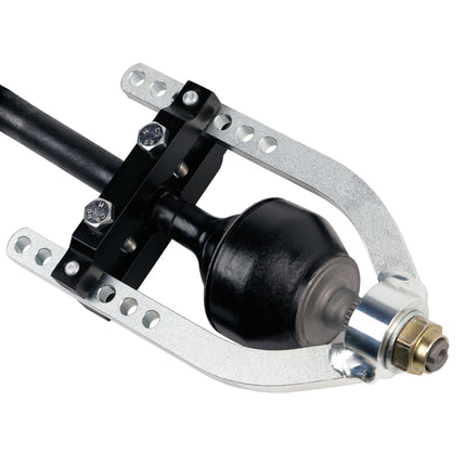 A CV joint puller tool, primarily black and silver in color, designed for removing constant velocity joints on front wheel drive vehicles.