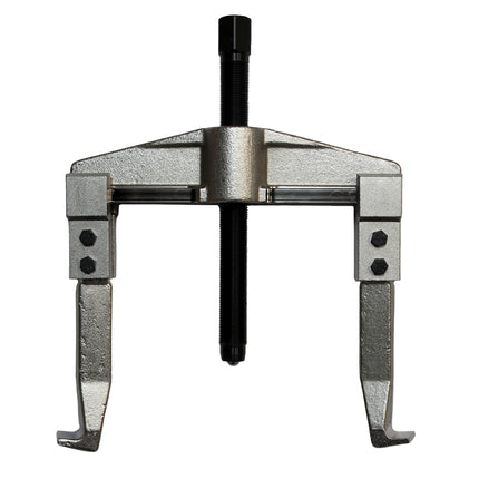 A two-legged mechanical puller with reversible jaws, show with legs set for internal pulling. part no 13120000.