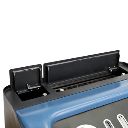 Close-up of a blue ATF machine 