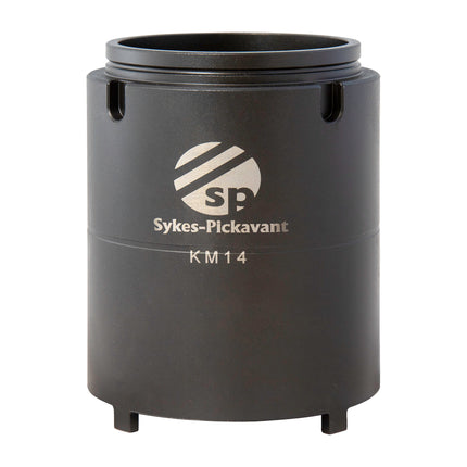 A black metal extension tube with the Sykes-Pickavant KM14 label on it.