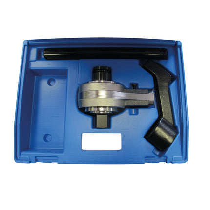 motorq torque multiplier shown in blue blow molded storage case.