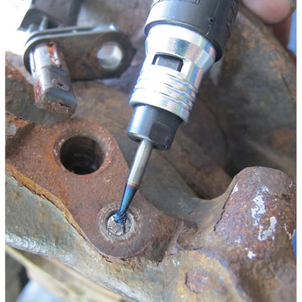 image of die grinder in use with mushroom end bit
