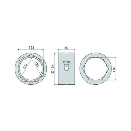 GO1334 - Hub Nut Socket - Hexagonal - Fruehauf