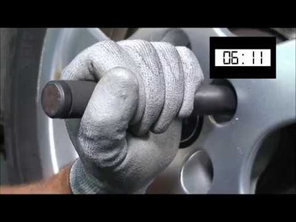 video showing the process of using the 69070000 locking wheel nut removal tool